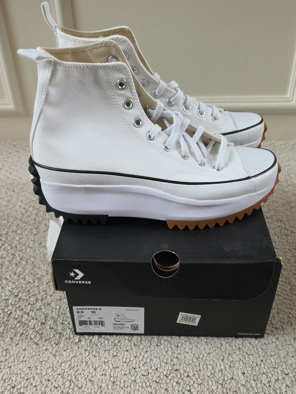 Converse White High-Top Platform Sneakers with Gum & Black Tread